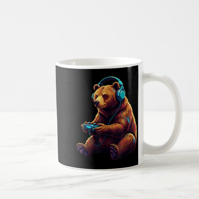 Bear Gaming Animal Video Games Funny Bear  Kaffeetasse (Rechts)