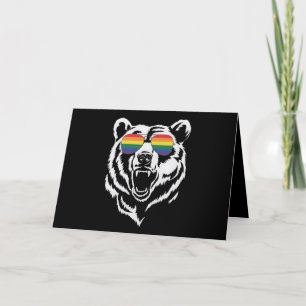 Bear Gay LGBTQ Rainbow Sunglasses Pride Flag Dankeskarte
