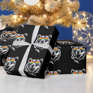 Bear Gay LGBTQ Rainbow Sunglasses Pride Flag Geschenkpapier