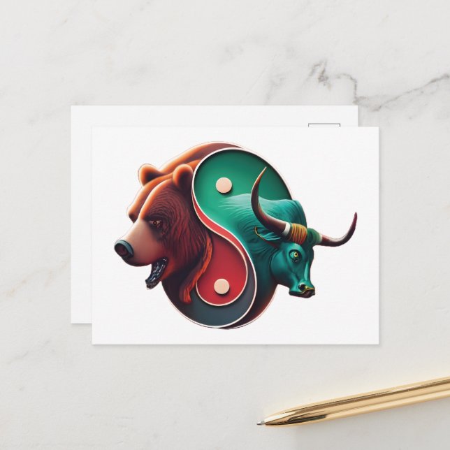 Bear gegen Bull Trading Postkarte (Vorderseite/Rückseite Beispiel)