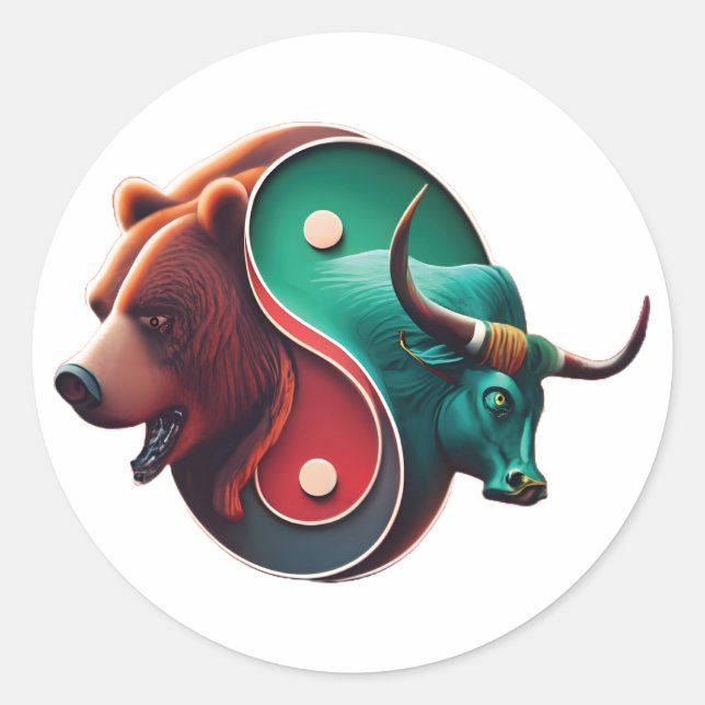 Bear gegen Bull Trading Runder Aufkleber (Vorderseite)