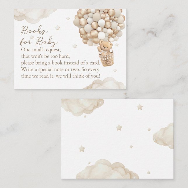 Bear Gender Neutral Baby Shower Book Request Begleitkarte (Vorne/Hinten)