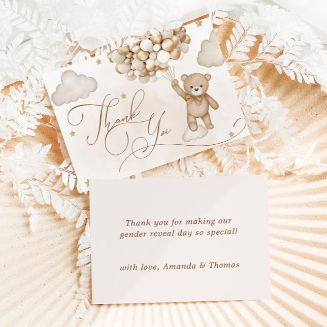 Bear Gender Reveal Baby Dusche Vielen Dank Dankeskarte (Von Creator hochgeladen)