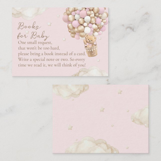Bear Girl Pink Babydusche Anfrage Begleitkarte (Vorne/Hinten)