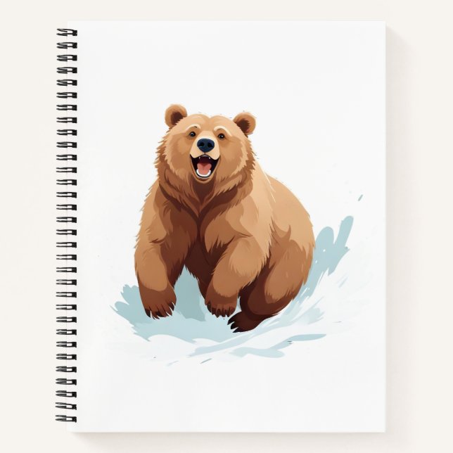 Bear glücklich spielerischer Spaß beim Springen in Notizbuch (Vorderseite)