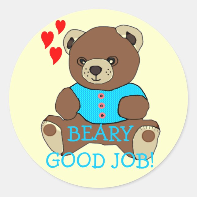 Bear-Good-Job-Lehrerin Hausaufgaben Runder Aufkleber (Vorderseite)