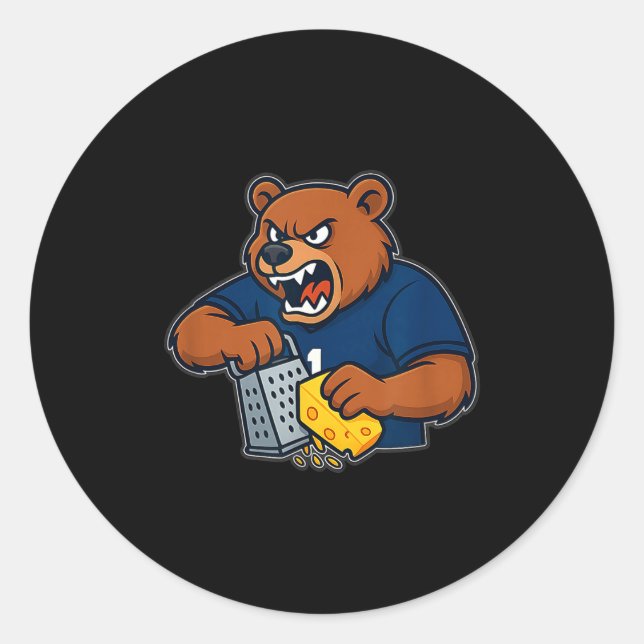 Bear Grating Cheese Funny  Runder Aufkleber (Vorderseite)
