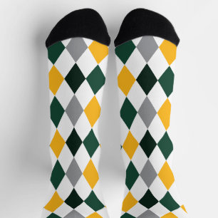 Bear Green und Gold Raute Muster Socken