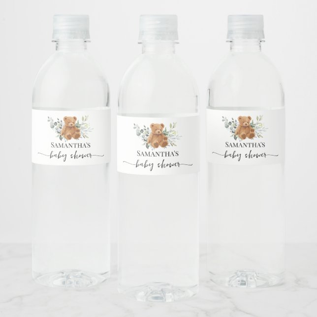 Bear Greenery Eucalyptus Baby Dusche Wasser Flasch (Flaschen)