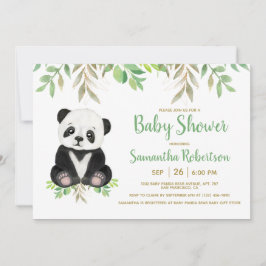 Bear Greenery Gender Neutral Baby Dusche Einladung