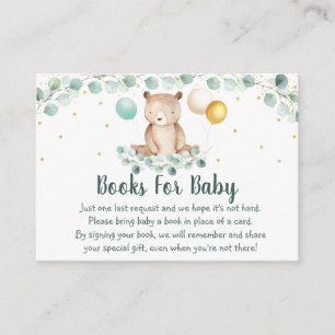 Bear Greenery Gold Baby Shower Buy Request Begleitkarte