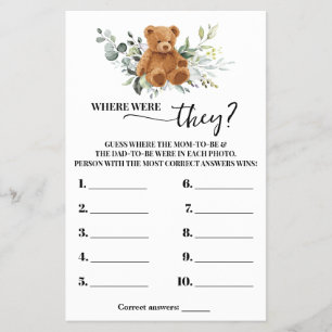 Bear Greenery Wo waren sie Duschspielkarte Flyer
