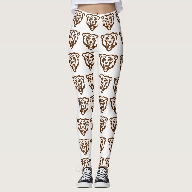 Bear Grizzle Brown Rustic Woodland Tiere Muster Leggings (Vorderseite)
