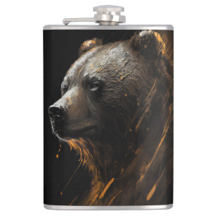 Bear Grizzly Portrait Art Collection Flachmann