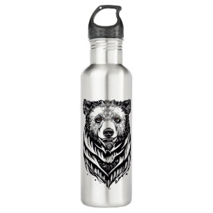 Bear Grizzly Wild Animal Nature Illustration Art Edelstahlflasche