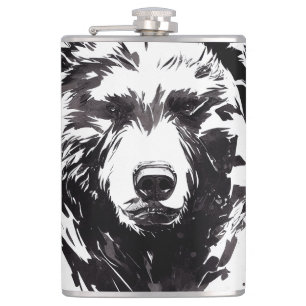 Bear Grizzly Wild Nature Free Spirit Art Malerei Flachmann
