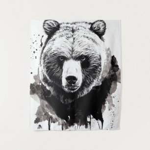 Bear Grizzly Wild Nature Free Spirit Art Malerei Wandteppich