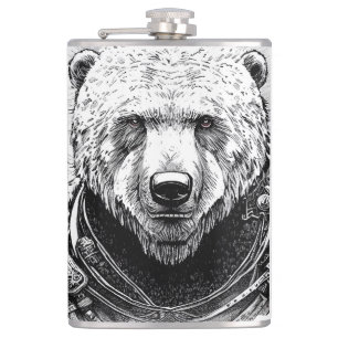 Bear Grizzly Wild Nature Illustration Line Epic Flachmann