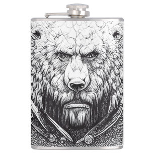 Bear Grizzly Wild Nature Illustration Line Epic Flachmann