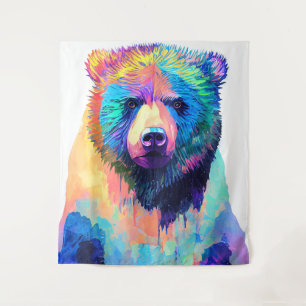 Bear Grizzly Wild Nature Tierfarben Kunst, Dichtun Wandteppich