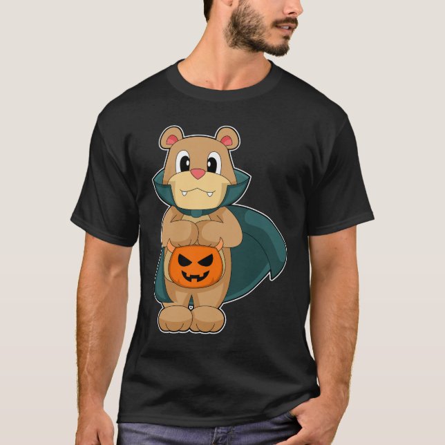Bear Halloween Vampire Pumpkin T-Shirt (Vorderseite)