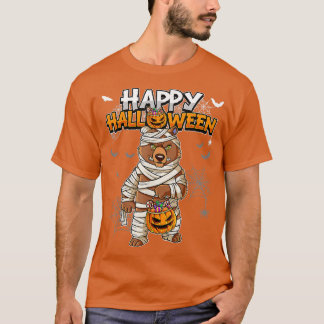 Bear Happy Halloween Niedlichen Mummy Hexenkürbis T-Shirt