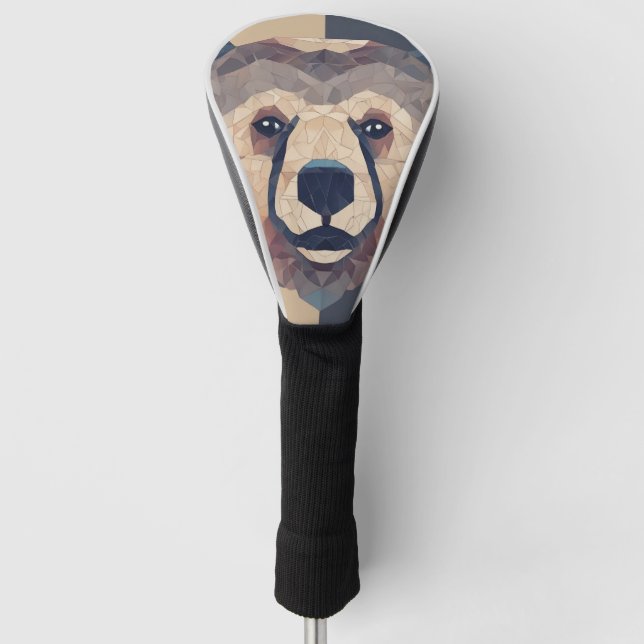 Bear Head Low Poly Design Golf Headcover (Vorderseite)