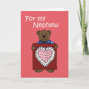 Bear holding a Valentine for Nephew Feiertagskarte