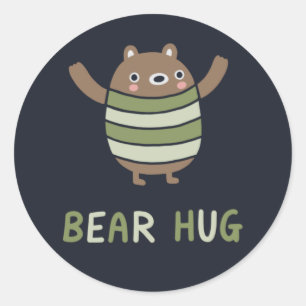 Bear Hug Runder Aufkleber