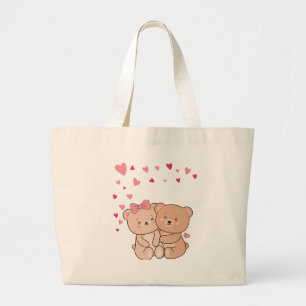 Bear Hugs - Süße Tier Couple Valentine's Day des Jumbo Stoffbeutel
