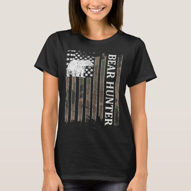Bear Hunter American Flag Bären Jagen Lover 1 T-Shirt (Vorderseite)