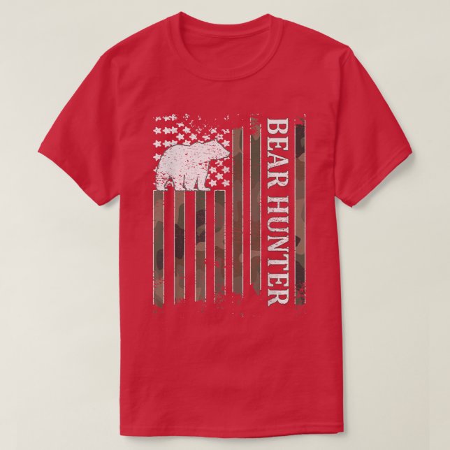 Bear Hunter American Flag Bear Hunting Lover237  T-Shirt (Design vorne)