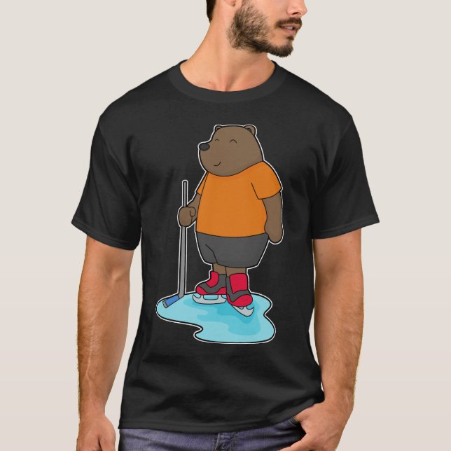 Bear Ice Hockey Eishockeystick T-Shirt (Vorderseite)