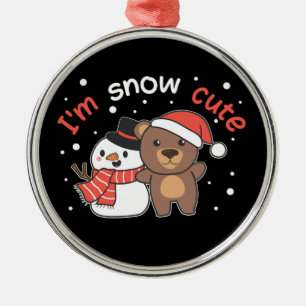 Bear I'm Snow Niedlich Snowman Snow Pun Keramik Or Ornament Aus Metall