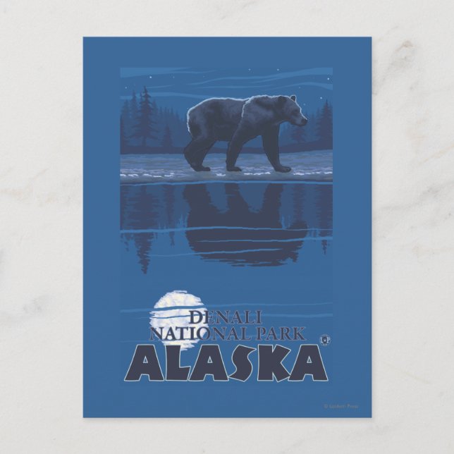 Bear in Moonlight - Denali National Park, Alaska Postkarte (Vorderseite)