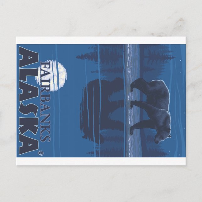 Bear in Moonlight - Fairbanks, Alaska Postkarte (Vorderseite)