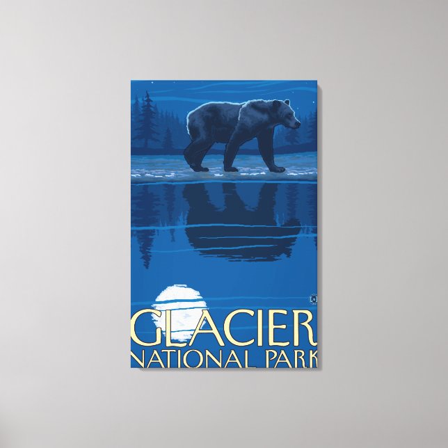 Bear in Moonlight - Glacier National Park, MT Leinwanddruck (Vorderseite)