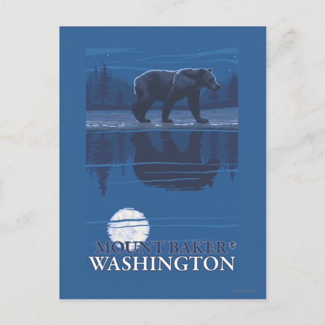 Bear in Moonlight - Mount Baker, Washington Postkarte (Vorderseite)