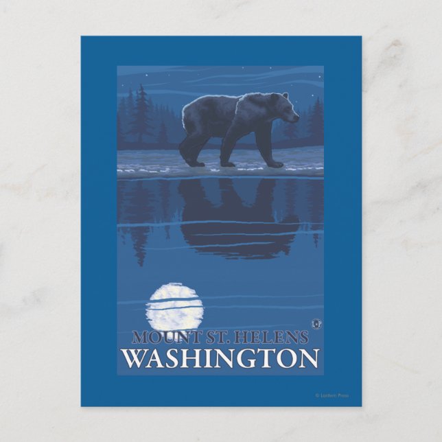 Bear in Moonlight - Mount St. Helens, Postkarte (Vorderseite)