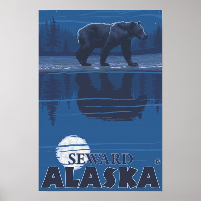Bear in Moonlight - Seward, Alaska Poster (Vorne)