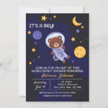 Bear in Outer Space Babydusche Einladung
