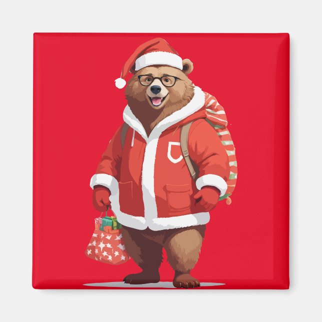 Bear in Santa Kostüm Adorgious Weihnachtsmann Magnet (Vorne)