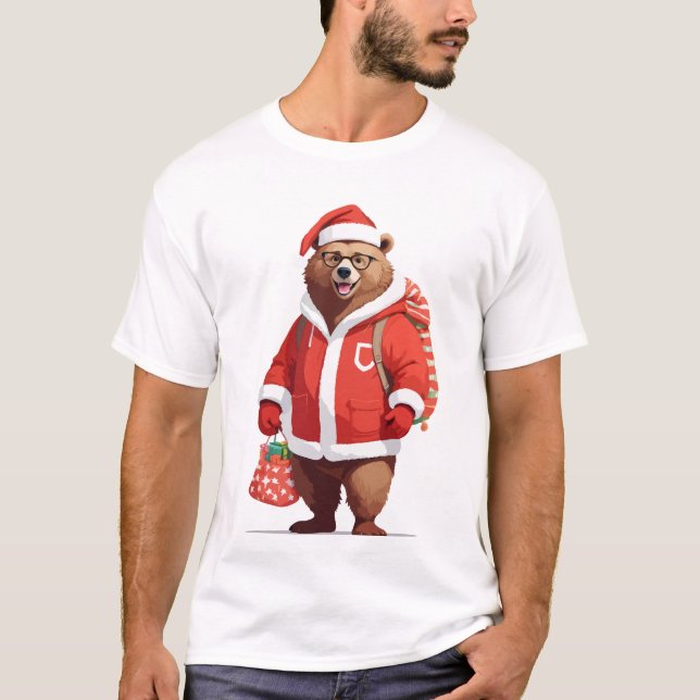 Bear in Santa Kostüm Adorgious Weihnachtsmann T-Shirt (Vorderseite)