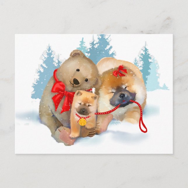 BEAR ING GIFTS Chow & Teddybear Postcard Postkarte (Vorderseite)