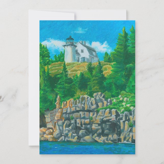Bear Island Leuchtturm-Gemälde Einladung (Vorderseite)