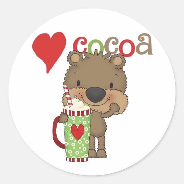 Bear Kakao Liebe Holiday Runder Aufkleber (Vorderseite)