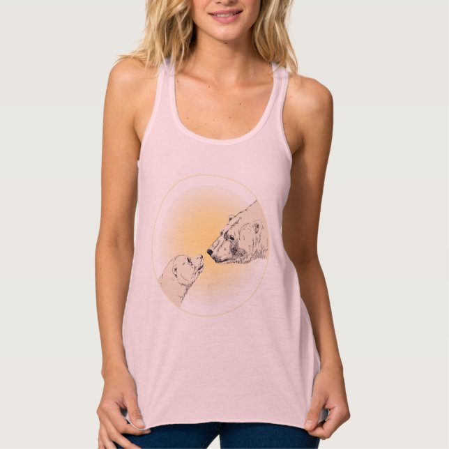 Bear Kiss Débardeurs Femmes Faune Art Shirts (Devant)