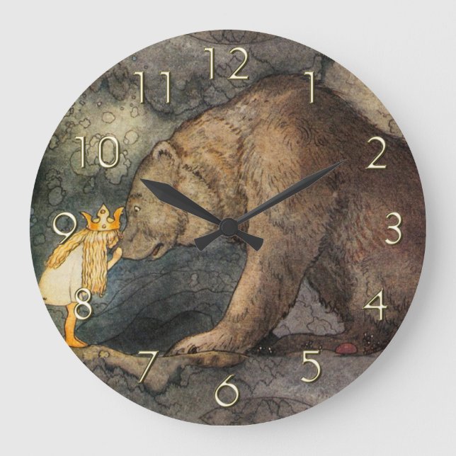 Bear Kiss Große Wanduhr (Vorderseite)