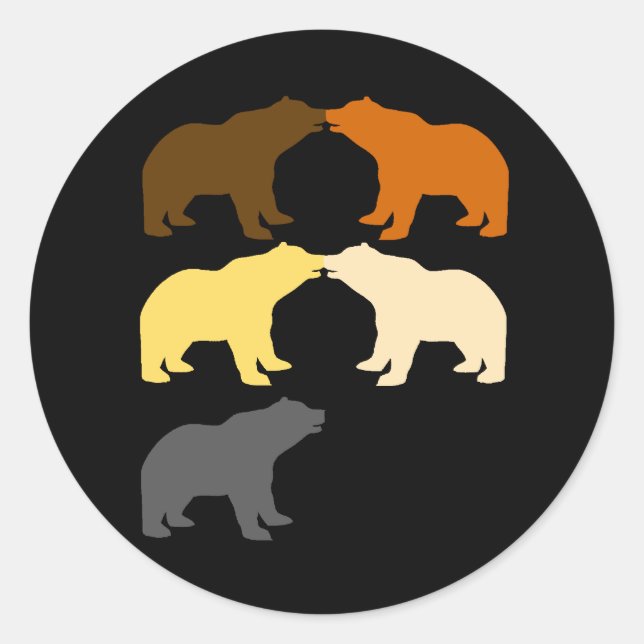 BEAR KISSES RUNDER AUFKLEBER (Vorderseite)