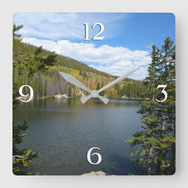 Bear Lake at Rocky Mountain National Park Quadratische Wanduhr (Vorderseite)